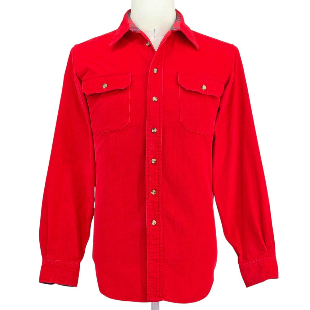 Americana Workwear Vintage Woolrich Corduroy Shirt Mens M Red Heritage USA 80s